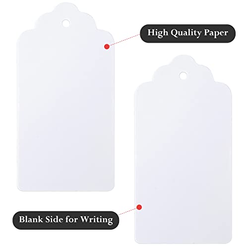 KINGLAKE 100 Pcs White Kraft Paper Blank Tags with String Wedding Favor Hang Tags with 66 Feet Natural Jute Twine Retangle Tags for Crafts - Image 3