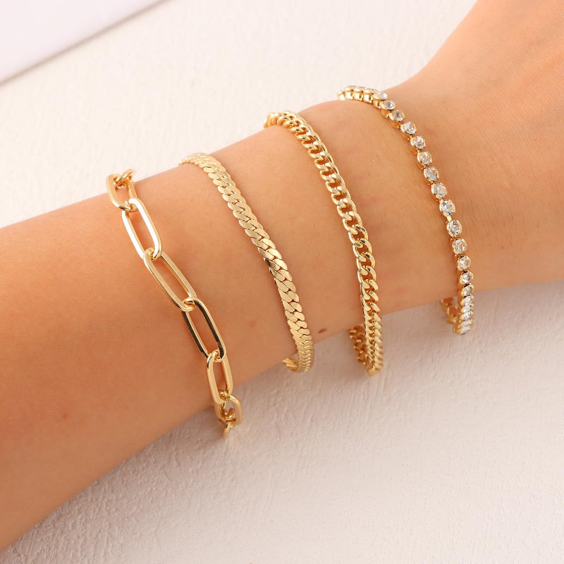 CASDAN 16Pcs Bracelet Sets for Women Adjustable Stackable Cuban Link Paperclip Chain Bracelet Dainty Layered Bracelets - Image 2