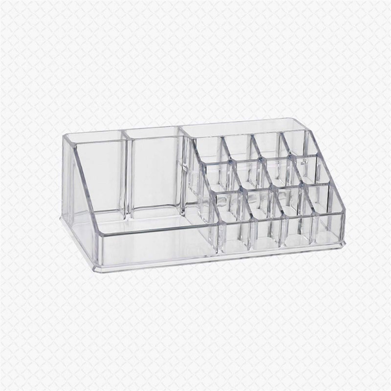 Makeup Organizer - Minimalist Transparent White Acrylic Caddy - Jewelry Box & Cosmetic Storage - Lipstick Holder Display Stand