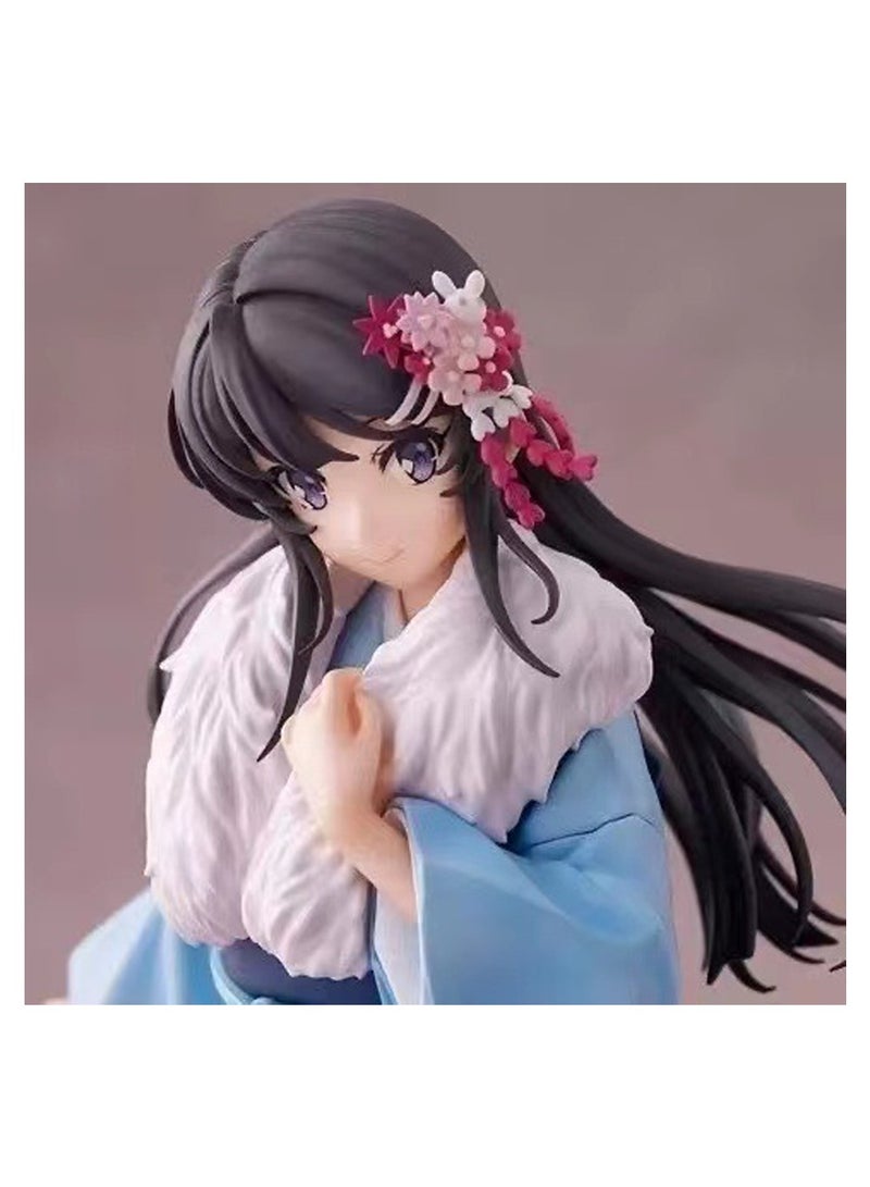 Anime Adolescent Idiots Don't Do Bunny Girls Sakurajima Mai Kimono Version Hand Model Aniple Sakurajima Kimono Mai Animation Model Ornaments 22.5Cm