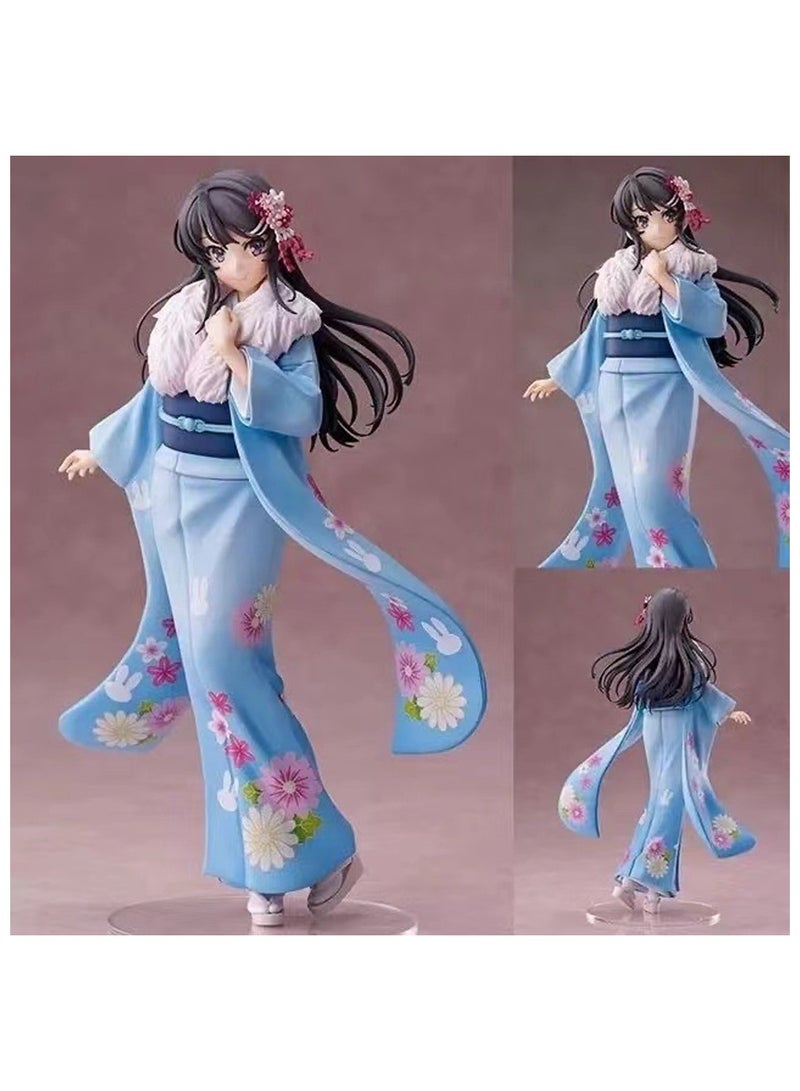 Anime Adolescent Idiots Don't Do Bunny Girls Sakurajima Mai Kimono Version Hand Model Aniple Sakurajima Kimono Mai Animation Model Ornaments 22.5Cm