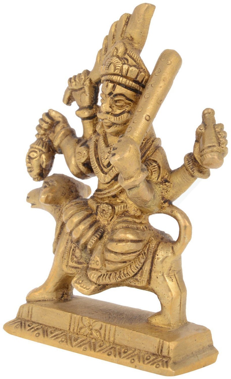 Idol Collections Brass Indian Lord Hindu God Shree Kal Bhairav Idol (2.75" x 1.75" x .80" Inch, Standard, Gold) - Image 3