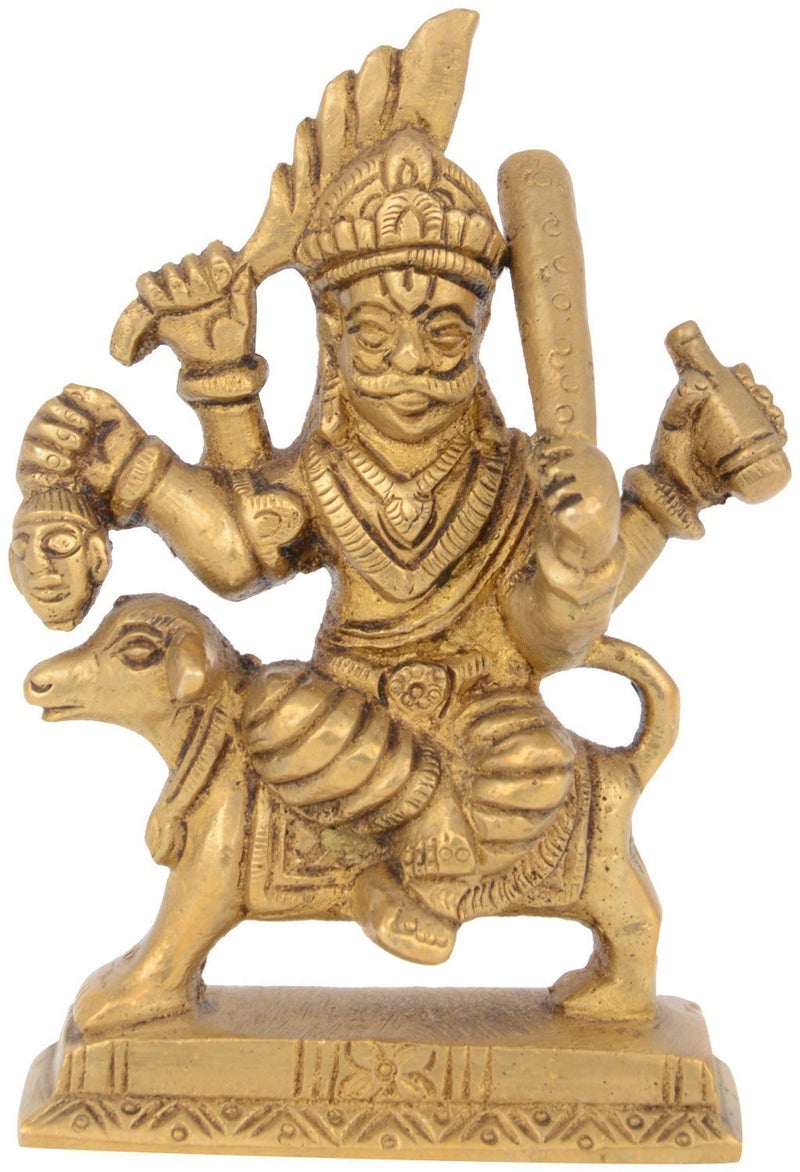 Idol Collections Brass Indian Lord Hindu God Shree Kal Bhairav Idol (2.75" x 1.75" x .80" Inch, Standard, Gold) - Image 4