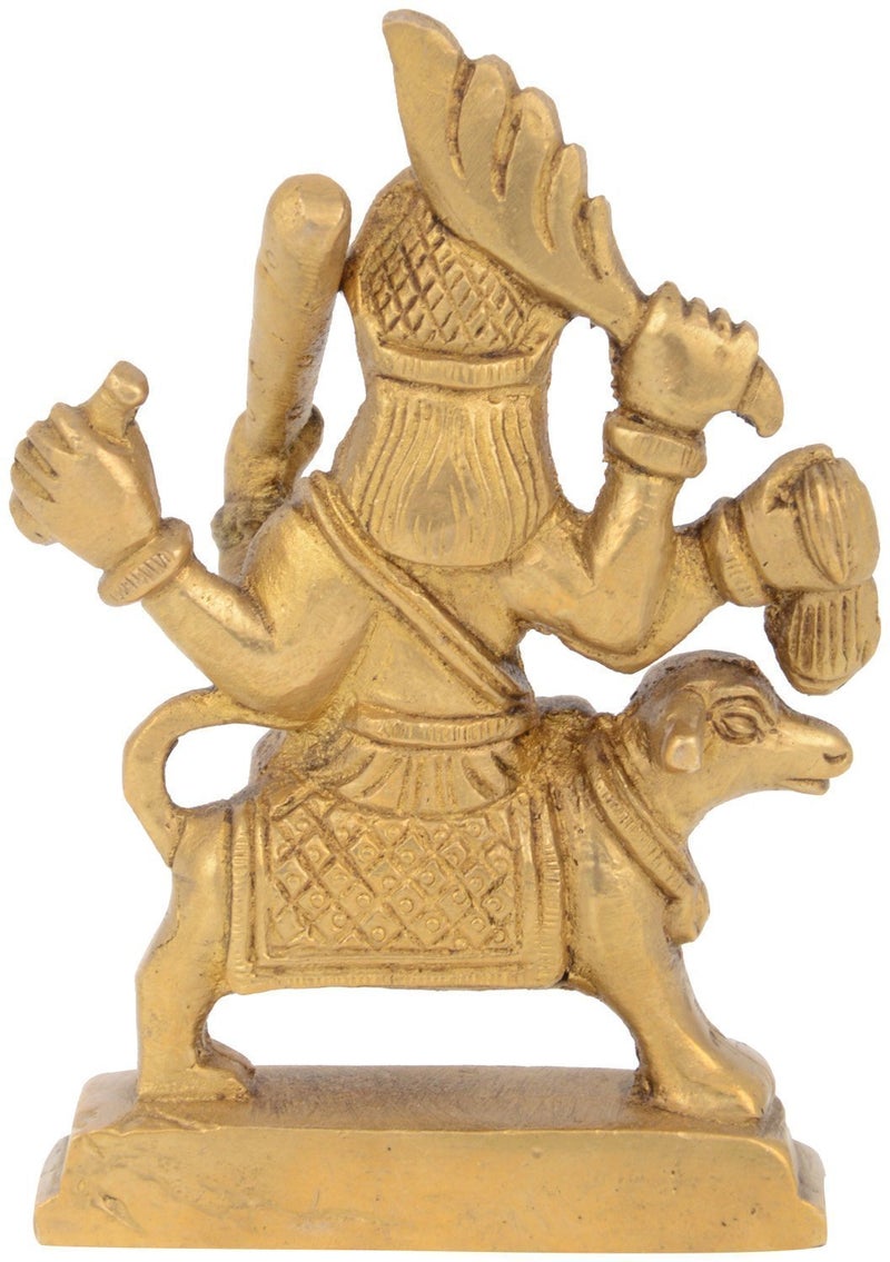 Idol Collections Brass Indian Lord Hindu God Shree Kal Bhairav Idol (2.75" x 1.75" x .80" Inch, Standard, Gold) - Image 2