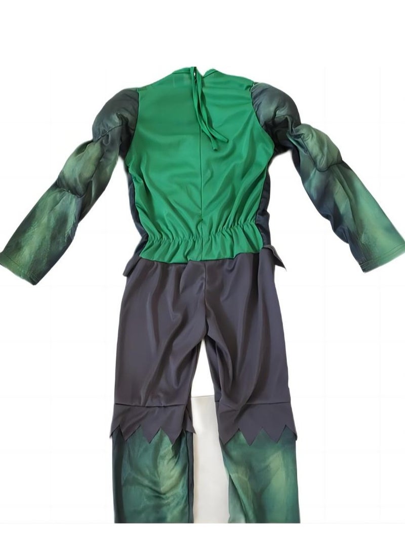 TNGames 【Halloween Must-Have】Kids' Hulk Muscle Costume Set – Muscle Suit + Mask, Avengers-Themed Halloween Party Cosplay Outfit  Product Highlights Size:M - Image 4