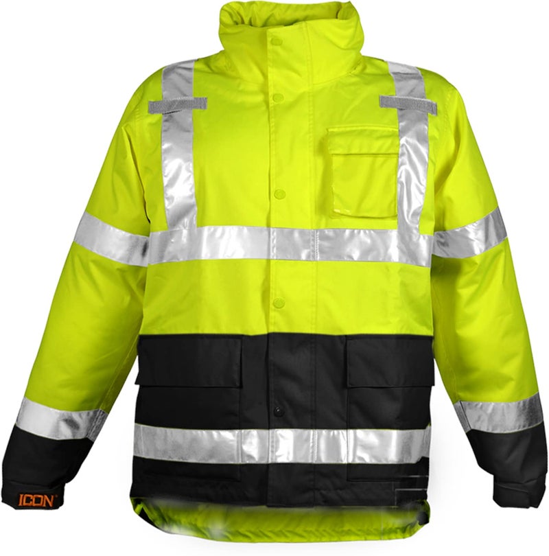 Tingley Icon J24122 High Visibility Jacket With Attached Hood, Extra-Large, Fluorescent Yellow-Green/Black - Image 5