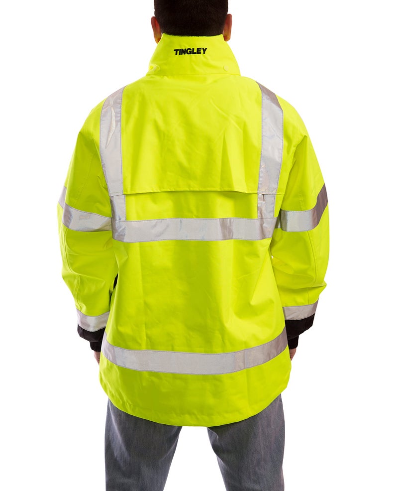 Tingley Icon J24122 High Visibility Jacket With Attached Hood, Extra-Large, Fluorescent Yellow-Green/Black - Image 2