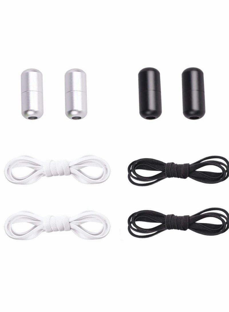 KASTWAVE 4 Pairs of No Tie Shoe Laces Elastic Tieless Shoelaces, One Size Fits All Adult & Kids - Image 1