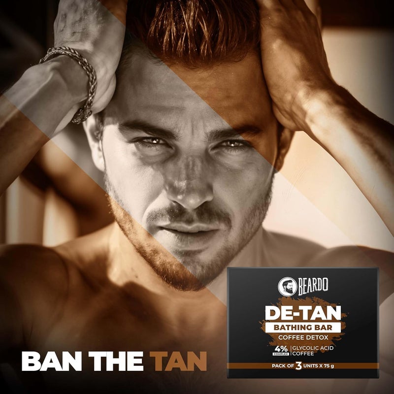 BEARDO Beardo DeTan Soap for Men 75g X 3 Tan Removal and Caffeine Face Body Soap Detan With Coffee 4 Glycolic Acid For Body Face Refreshing Fragrance For All Skin Types - Image 2
