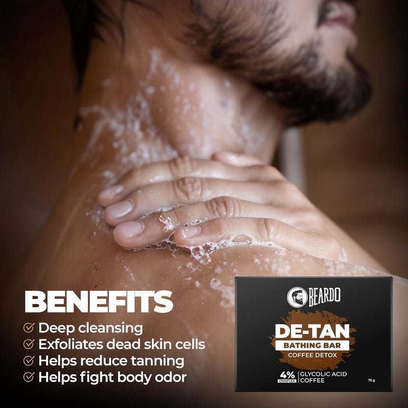 BEARDO Beardo DeTan Soap for Men 75g X 3 Tan Removal and Caffeine Face Body Soap Detan With Coffee 4 Glycolic Acid For Body Face Refreshing Fragrance For All Skin Types - Image 4