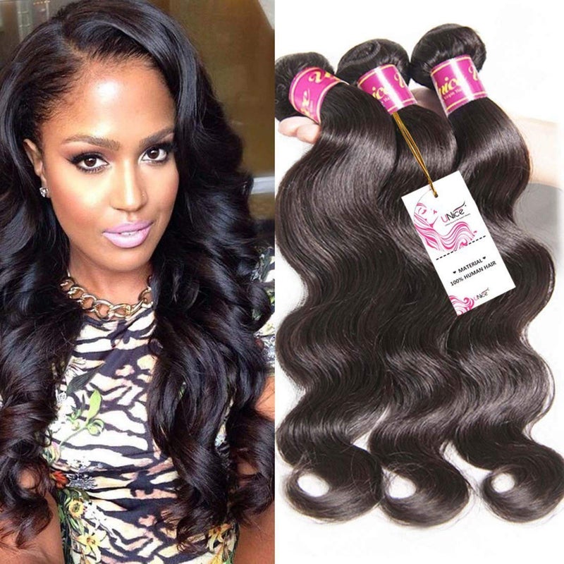 UNice Hair 20 22 24 inches Brazilian Body Wave Human Hair Weave 3 Bundles Unprocessed Virgin Brazilian Body Wave Hair Weft Extensions Natural Color