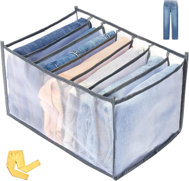 (2 Pack) Modern Wardrobe Essentials: Foldable Closet Organizer with Portable Storage Baskets and Visible Mesh Storage Box for Shirts, Skirts, Jeans - Image 1