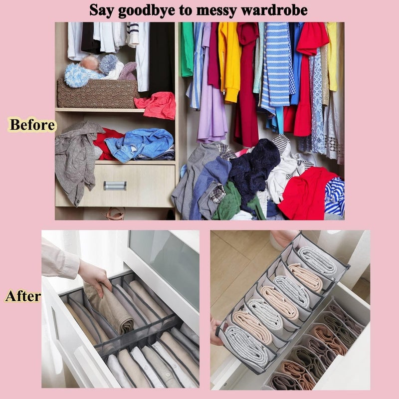 (2 Pack) Modern Wardrobe Essentials: Foldable Closet Organizer with Portable Storage Baskets and Visible Mesh Storage Box for Shirts, Skirts, Jeans - Image 5