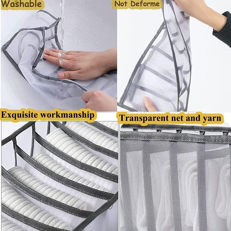 (2 Pack) Modern Wardrobe Essentials: Foldable Closet Organizer with Portable Storage Baskets and Visible Mesh Storage Box for Shirts, Skirts, Jeans - Image 3