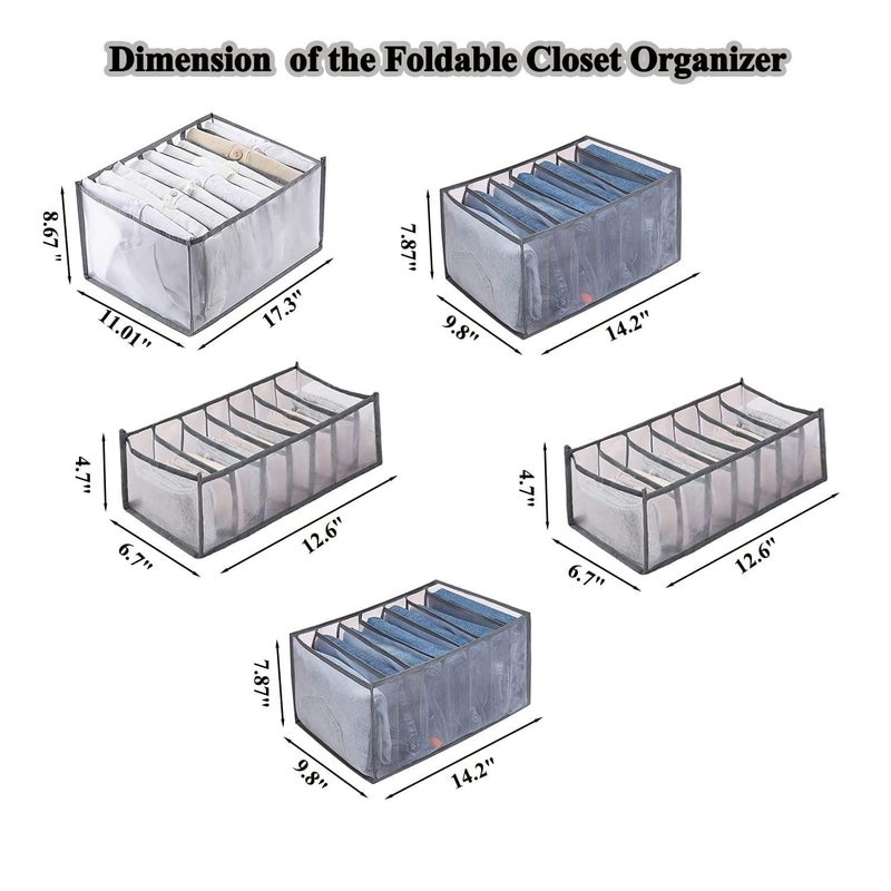 (2 Pack) Modern Wardrobe Essentials: Foldable Closet Organizer with Portable Storage Baskets and Visible Mesh Storage Box for Shirts, Skirts, Jeans - Image 2