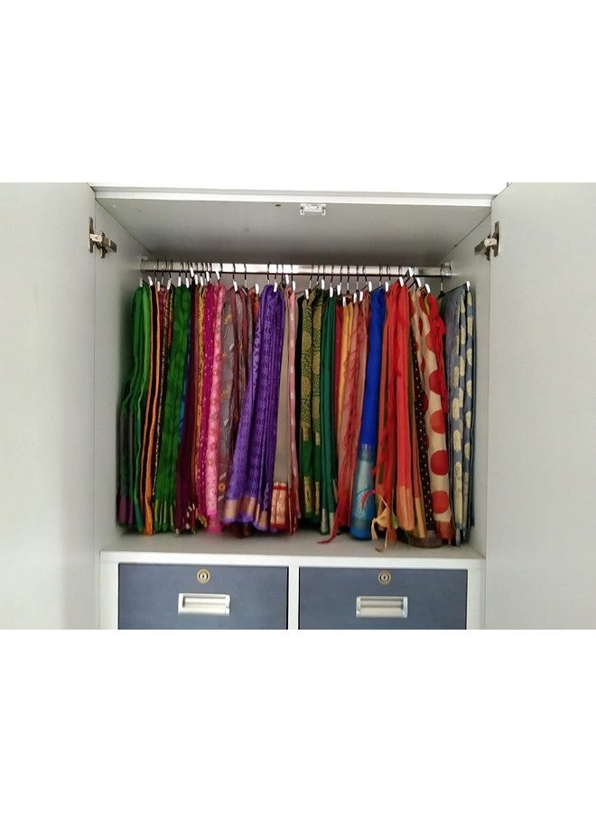 ROLLYWARE Premium Unique Design Stainless Steel Push Clip Lockable Technology Hangers For Clothes, Velvet, Trouser, Saree, Pants, Skirt Wardrobe (20 Count) - Image 2