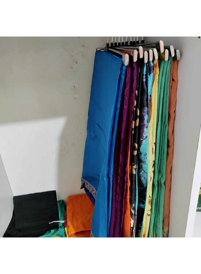 ROLLYWARE Premium Unique Design Stainless Steel Push Clip Lockable Technology Hangers For Clothes, Velvet, Trouser, Saree, Pants, Skirt Wardrobe (20 Count) - Image 3