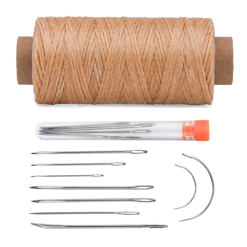 DIUDUS Waxed Thread, Heavy Duty Leather Needles - Professional Leather Sewing Thread for Hand Sewing, Craft Repair, Shoes, Bags, Sofa (Nature Color) - Image 1