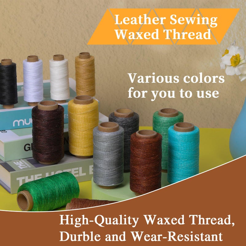 DIUDUS Waxed Thread, Heavy Duty Leather Needles - Professional Leather Sewing Thread for Hand Sewing, Craft Repair, Shoes, Bags, Sofa (Nature Color) - Image 4
