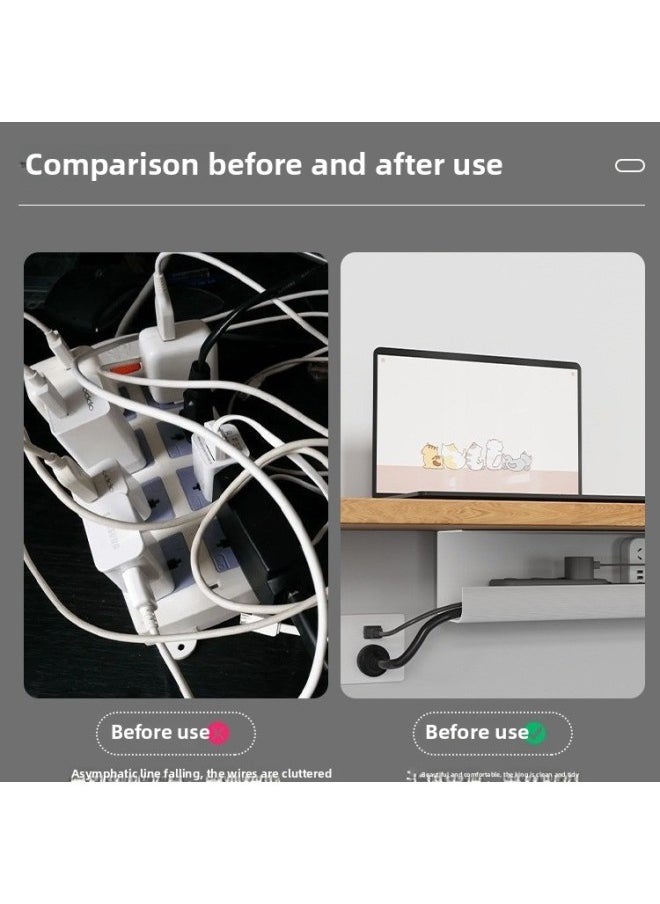 Computer Desk Bottom Insert Row Fixed Wire Harness Finishing Non-punching Wire Management Box Artifact Table Wire Management Rack Wire Storage Slot-color:White 40cm  - Image 3