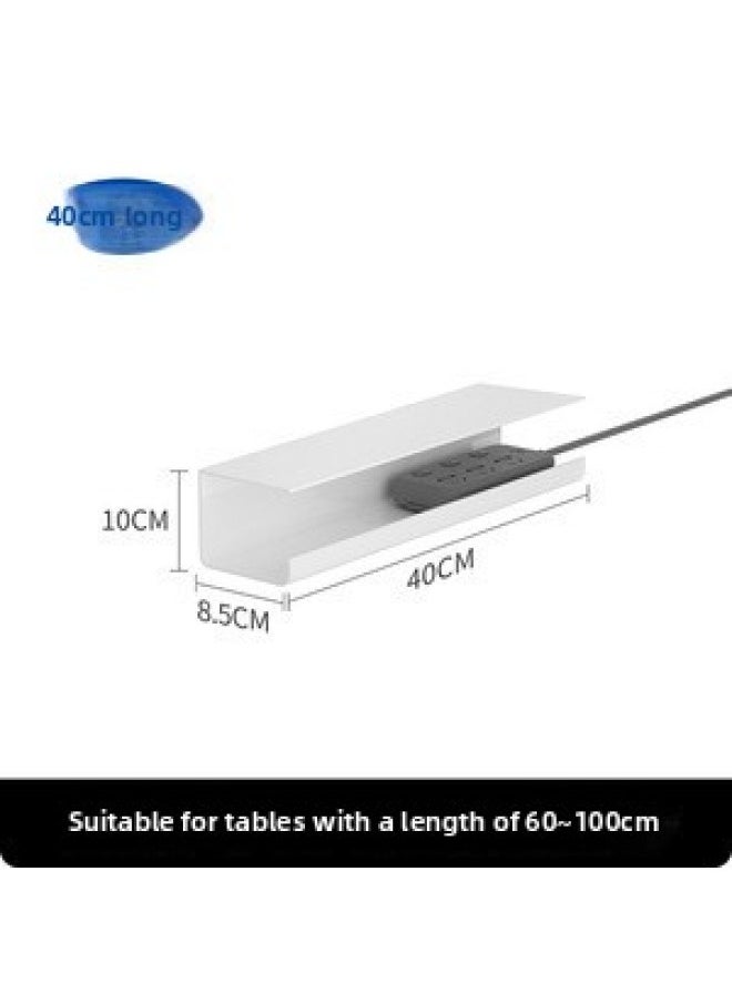 Computer Desk Bottom Insert Row Fixed Wire Harness Finishing Non-punching Wire Management Box Artifact Table Wire Management Rack Wire Storage Slot-color:White 40cm  - Image 1