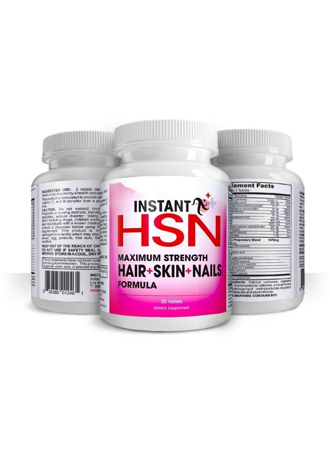 Instant Brands - Instant Hsn Allnatural Hair Skin And Nails Strengthening Formula Maximum Strength Purest Biotin Hair Growth Supplement Complete Blend Of Daily Hair Skin And Nails Supplement. - Image 1