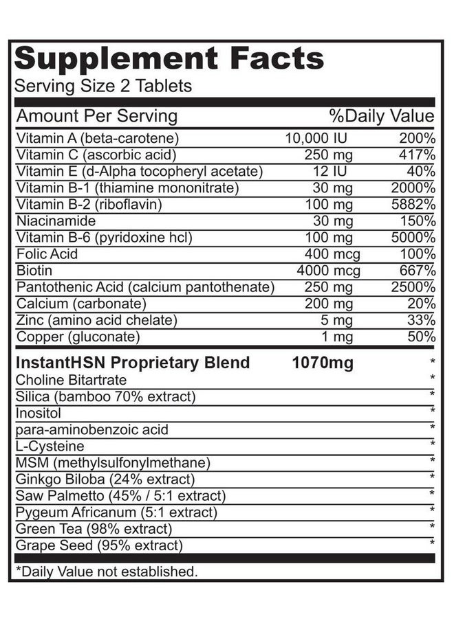 Instant Brands - Instant Hsn Allnatural Hair Skin And Nails Strengthening Formula Maximum Strength Purest Biotin Hair Growth Supplement Complete Blend Of Daily Hair Skin And Nails Supplement. - Image 1