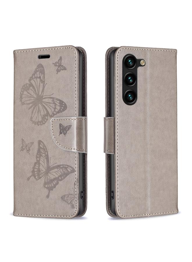 S-TOP Case For Samsung Galaxy S25+ 5G Embossing Two Butterflies Pattern Leather Phone Case