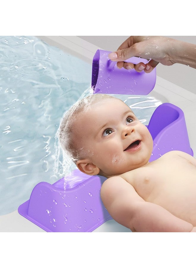 SHGMEET Silicone Portable Hair Wash Basin with Rinse Cup for Children, Toddlers, Kids, Teens and Elderly, Hair Washing Basin for use on Bathtub or Sink, Tear-Free Shampoo Bowl for Children (Purple) - Image 1