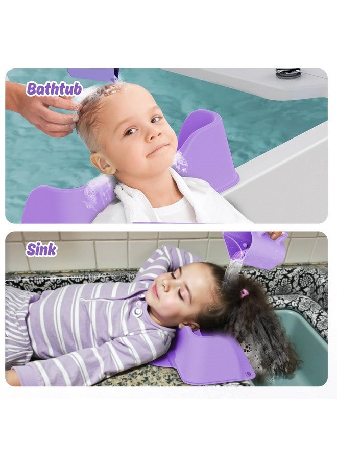 SHGMEET Silicone Portable Hair Wash Basin with Rinse Cup for Children, Toddlers, Kids, Teens and Elderly, Hair Washing Basin for use on Bathtub or Sink, Tear-Free Shampoo Bowl for Children (Purple) - Image 3