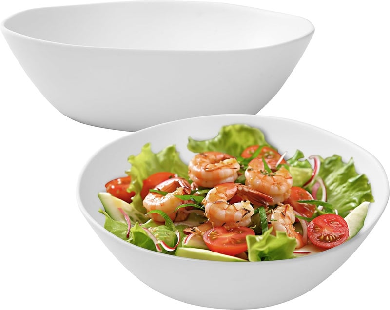 ZAROCRUS Melamine Serving Bowl 2 Pack 12 inch Fruit Salad Bowls 130 Oz Pasta Bowls Set of 2 Large White Serving DisheMixing bowl for Entertaining BreakResistant Melamine Bowl - Image 1