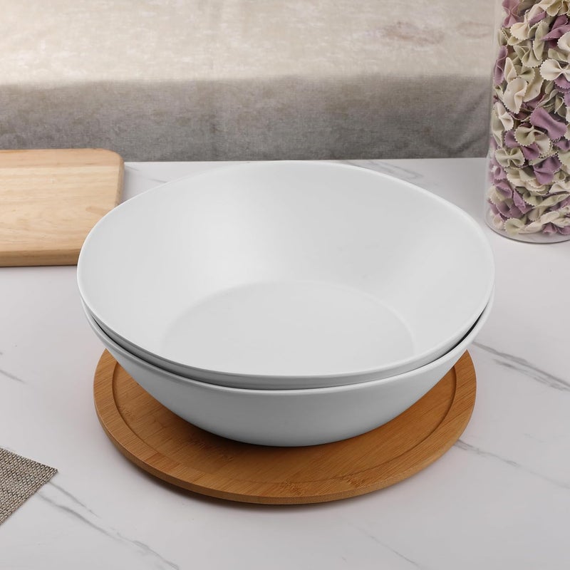ZAROCRUS Melamine Serving Bowl 2 Pack 12 inch Fruit Salad Bowls 130 Oz Pasta Bowls Set of 2 Large White Serving DisheMixing bowl for Entertaining BreakResistant Melamine Bowl - Image 5