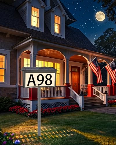 HAHOME Solar House Numbers for Outside Waterproof Illuminated House Number Plaque Solar Led Address Sign for YardHome Garden Lawn and Street - Image 3