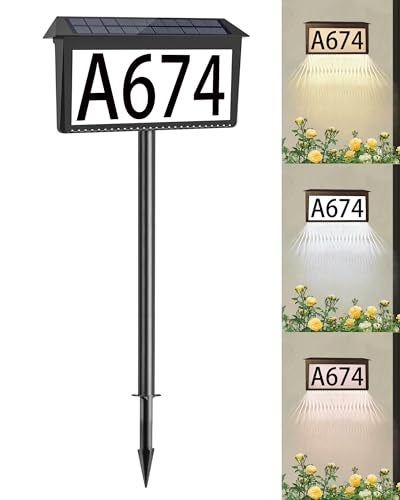 HAHOME Solar House Numbers for Outside Waterproof Illuminated House Number Plaque Solar Led Address Sign for YardHome Garden Lawn and Street - Image 1