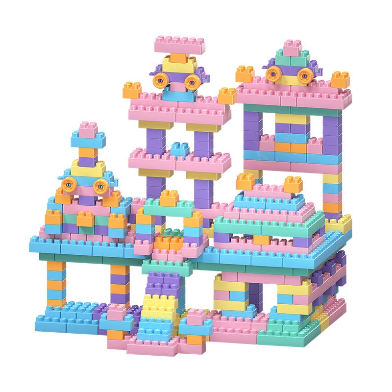 Kids Building Blocks Table Set with Macaron Colors DIY Educational Toy - Image 1
