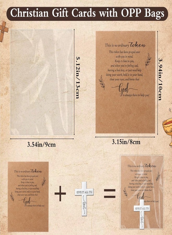 Landical 50set Mothers Day Christian Party Favor Pocket Prayer Coin Gift Give It All to God Token Double Sided Engraving Religious Prayer Pocket with Scripture Card for Coworker Church Funeral (Cross) - Image 3