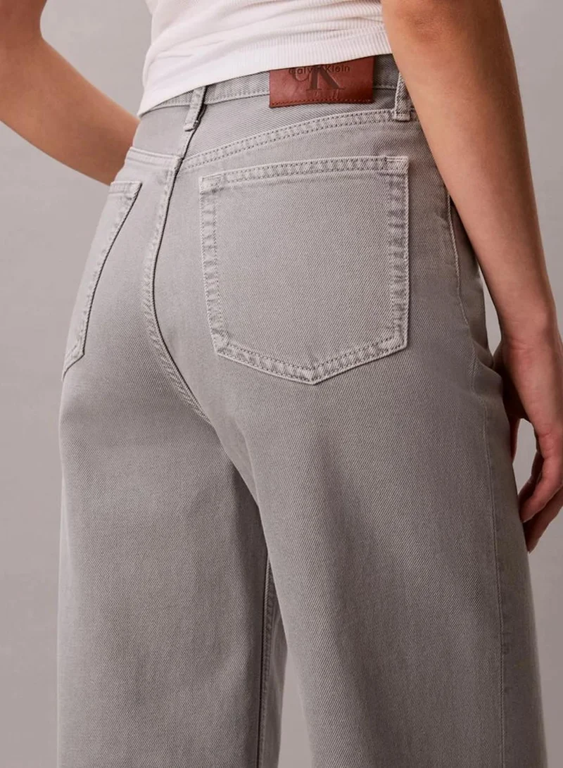 Calvin Klein SOFT GREY Super High Rise Wide Leg Jeans for Women | Best Price UAE