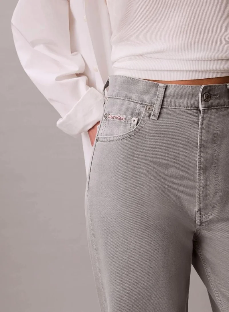 Calvin Klein SOFT GREY Super High Rise Wide Leg Jeans for Women | Best Price UAE
