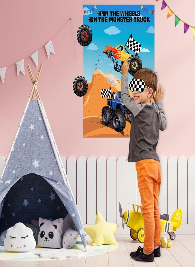ASTARON Pin The Tail Games Pin The Wheels on The Truck Party Game with 30 Tyres Stickers for Car Theme Birthday Party Supplies, Boys Party Baby Shower Background Christmas Party Gifts Favors - Image 5