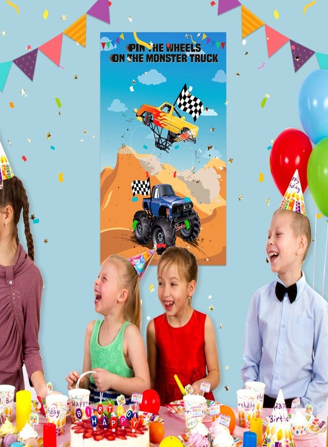 ASTARON Pin The Tail Games Pin The Wheels on The Truck Party Game with 30 Tyres Stickers for Car Theme Birthday Party Supplies, Boys Party Baby Shower Background Christmas Party Gifts Favors - Image 4