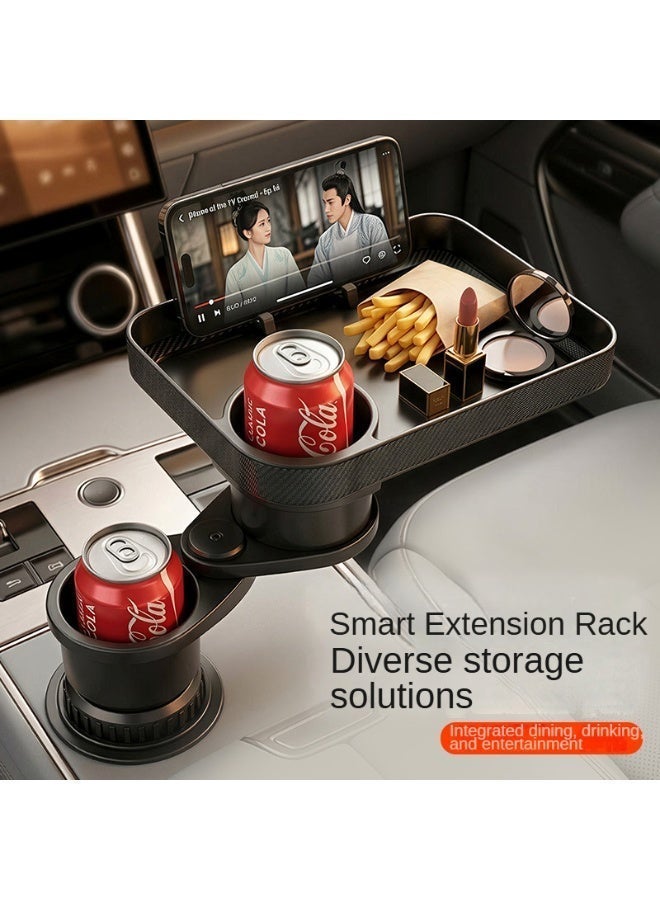 360° Rotatable Multifunctional Car Tray & Car Table with Cup Holder - Expandable Organizer for Eating, Working, Snacks - Image 1