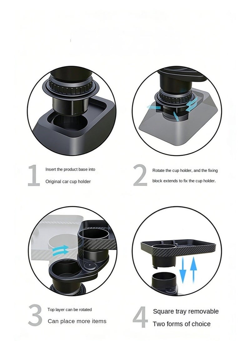 360° Rotatable Multifunctional Car Tray & Car Table with Cup Holder - Expandable Organizer for Eating, Working, Snacks - Image 4