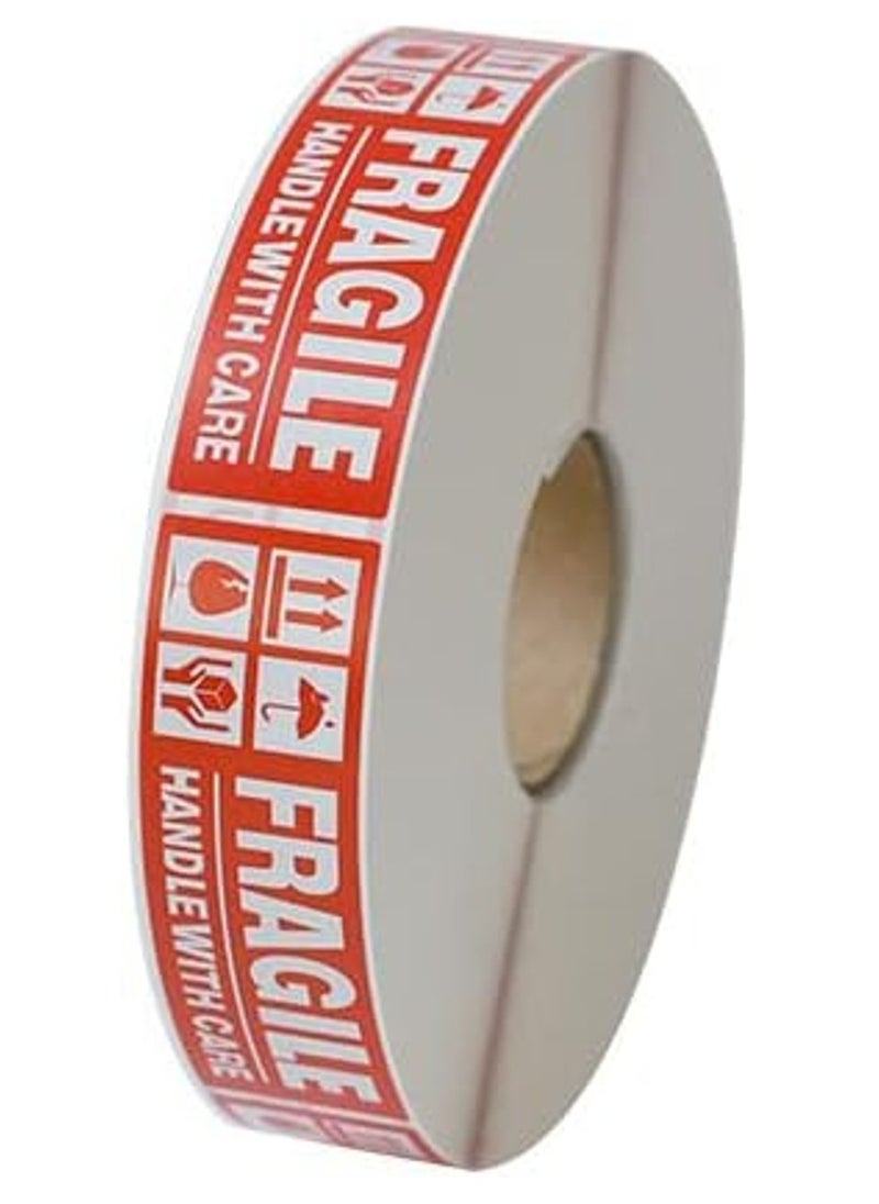 1000pcs Fragile Stickers (3 x 1 inch) Self Adhesive, Small Handle With Care Warning Labels for Shipping and Moving (1 Roll)