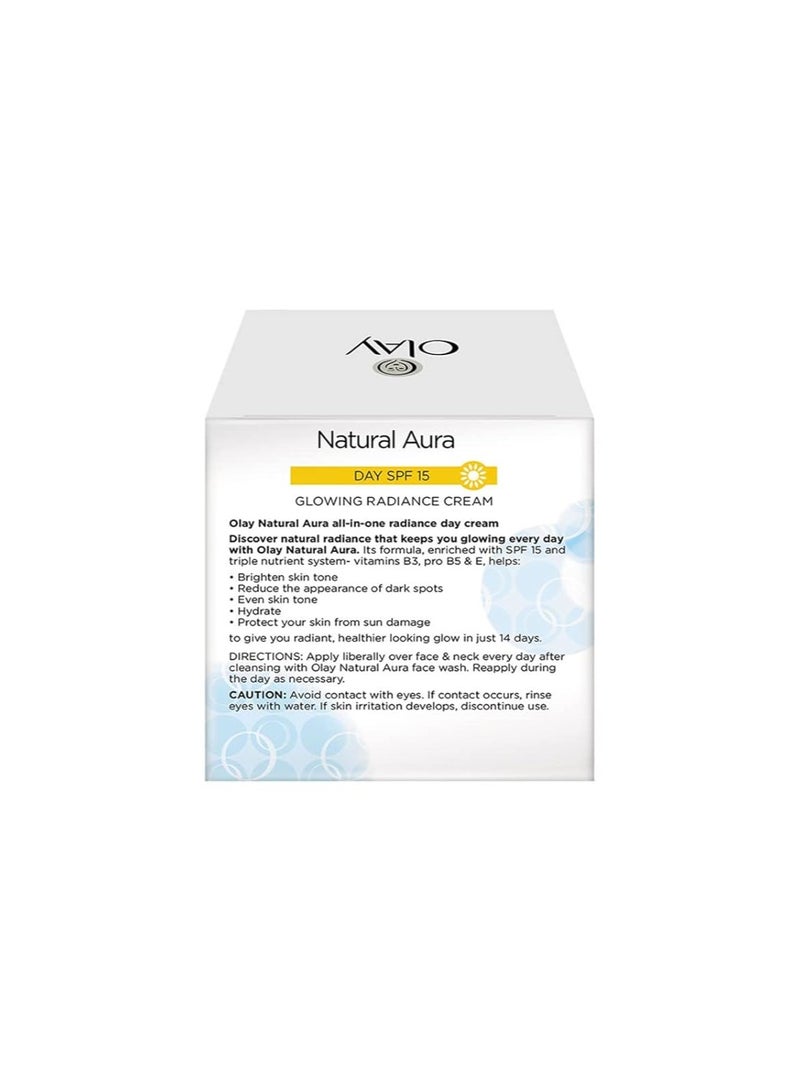 كريم أولاي ناتشورال أورا النهاري بعامل حماية من الشمس ١٥ | كريم إشراقة متألقة | مع النياسيناميد وفيتامين هـ | للبشرة العادية، الدهنية، الجافة، والمختلطة | ٥٠ غرام - Image 4