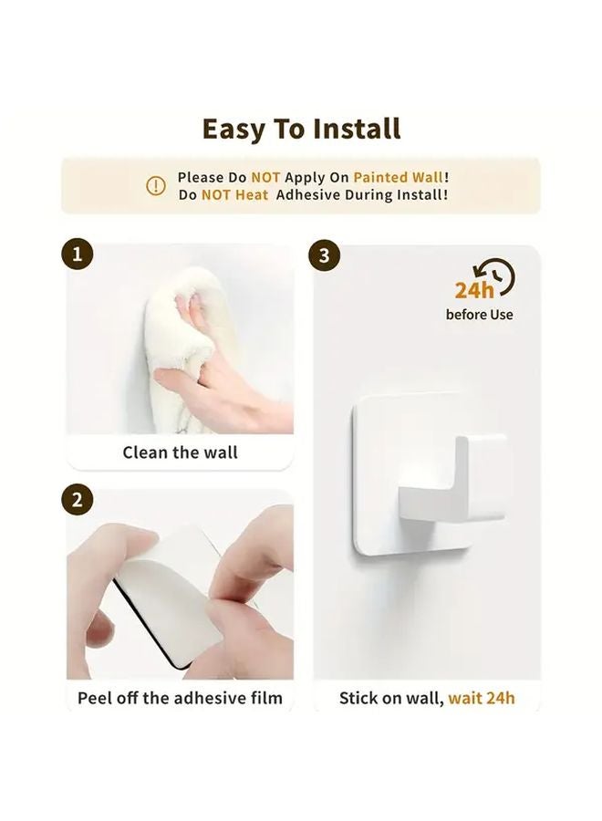 2 Pack White Heavy Duty Wall Mounted Coat Hooks Self Adhesive Towel Hooks For Bathroom Kitchen - Image 5