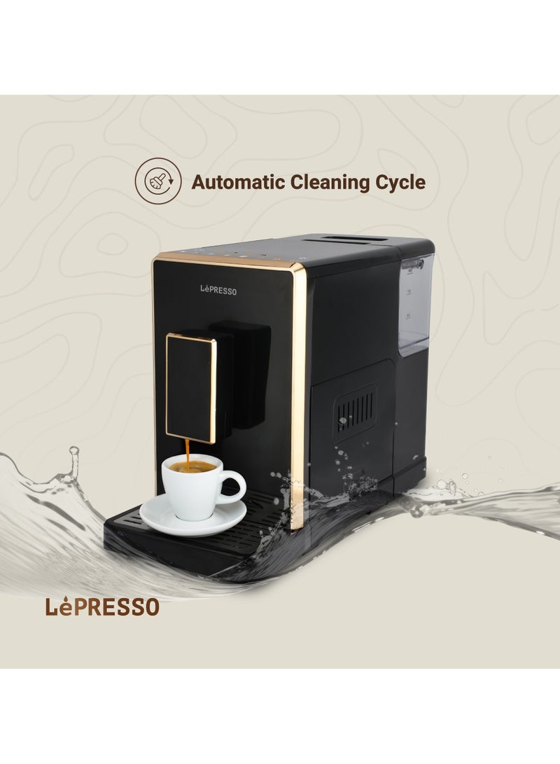 LePRESSO Perfetto Automatic Espresso Coffee Machine with Milk Frothing System and Adjustable Grinder/ 1.5L Water Tank Capacity & 20 Bar pressure Coffee Maker / Multiple Brewing Options / Hot Water Dispenser / Automatic Cleaning Cycle - Black - Image 4