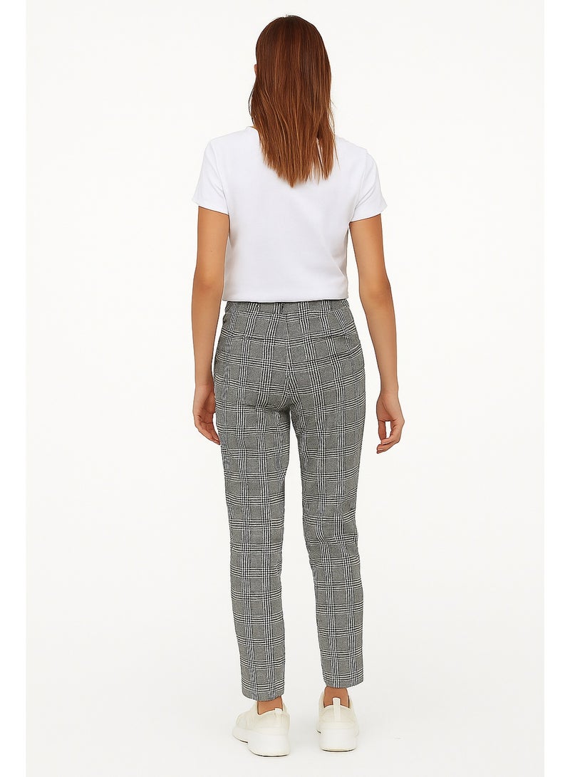 CHEVALIER FASHION Women’s Straight-Leg Pants with Classic Checkered Pattern – Elegant & Versatile Design - Image 2