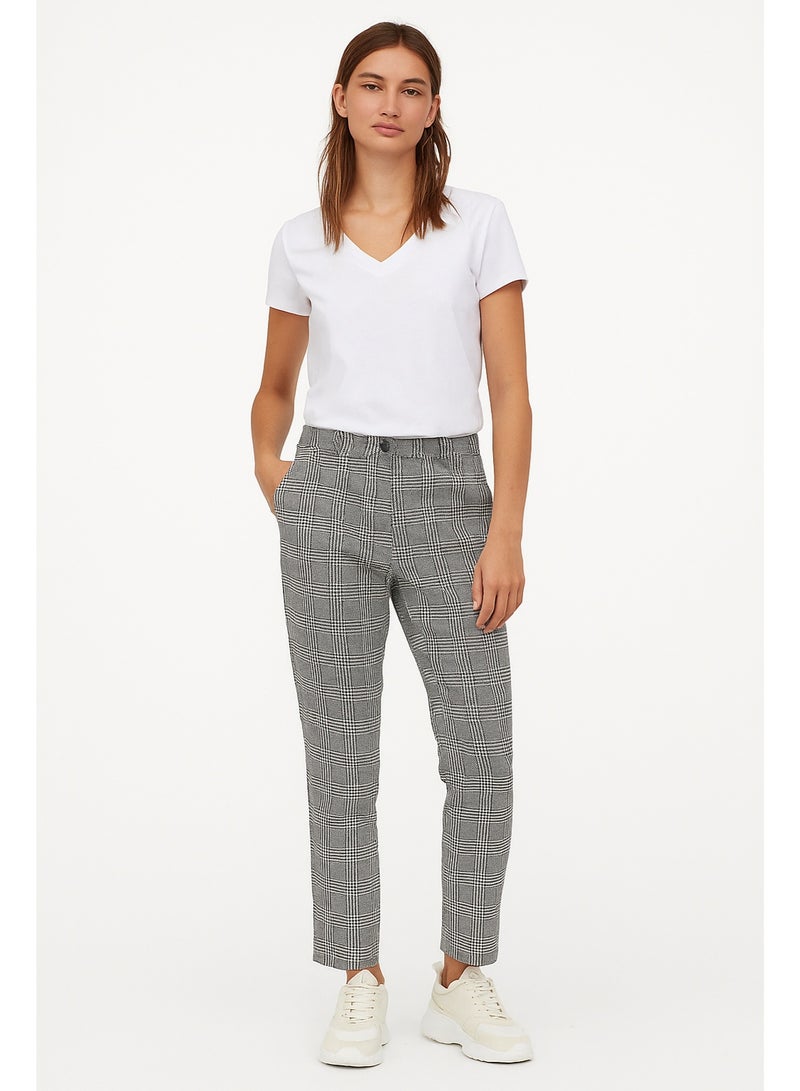 CHEVALIER FASHION Women’s Straight-Leg Pants with Classic Checkered Pattern – Elegant & Versatile Design - Image 1