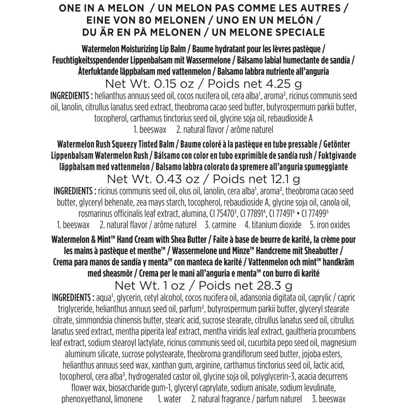 Burt's Bees Mothers Day Gifts for Mom, 3 Self Care Products, You're One in a Melon - Watermelon & Mint Hand Cream, Watermelon Lip Balm & Watermelon Rush Squeezy Tinted Lip Balm (Packaging May Vary) - Image 5