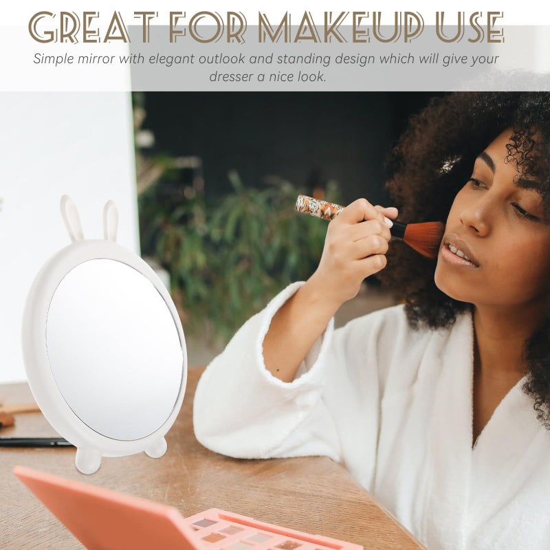 White Vanity Mirror with Gold Rabbit Ears Desktop Cosmetic Mirror for Bedroom Dressing Table - Image 4